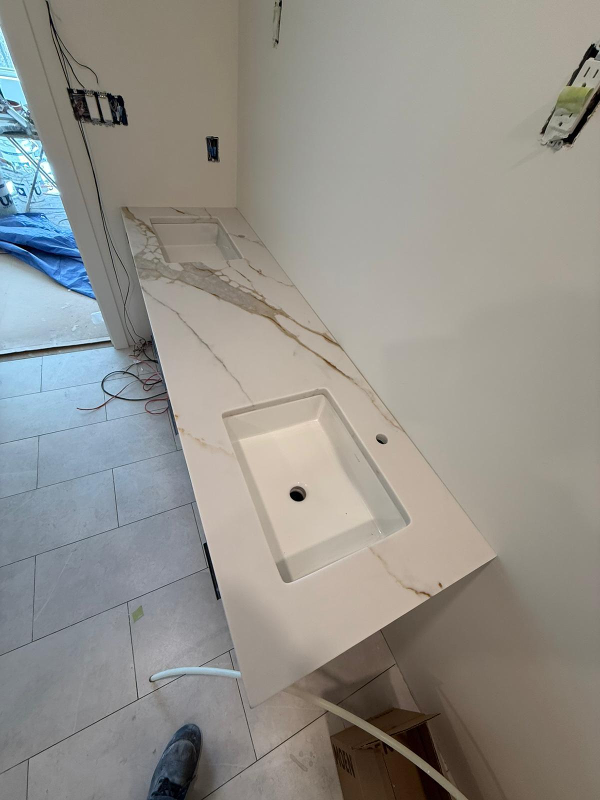 Bathroom with a double stone vanity
